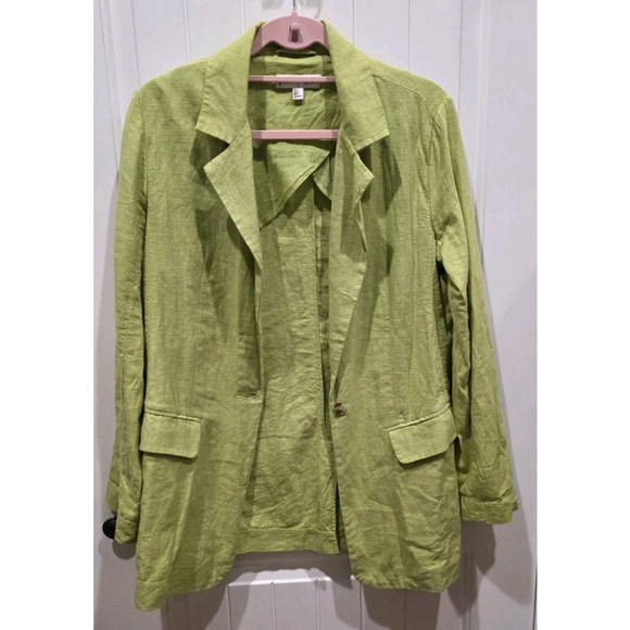 FREE PEOPLE Good Lookin' Minimalistic One Button Linen Blazer Size 6 - Picture 5 of 11